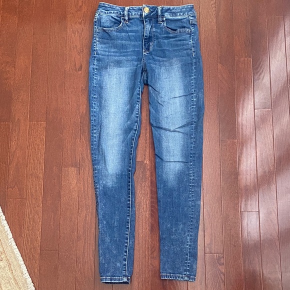 American Eagle Outfitters Dark Blue Women's Hi Rise Super Stretch Jeggings - Picture 9 of 9